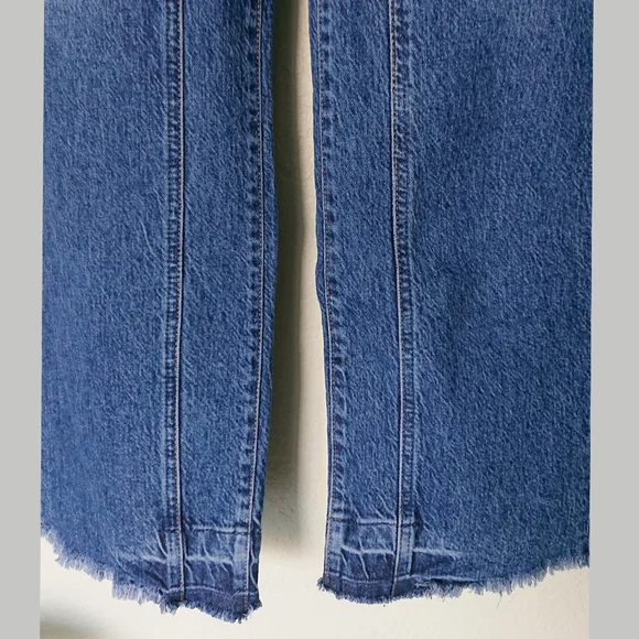 Free People Relaxed Straight Slouch Jeans Raw Hem - Picture 9 of 11